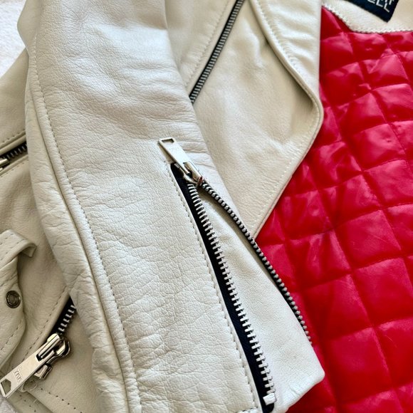 Luxury White Leather Jacket - Picture 7 of 12